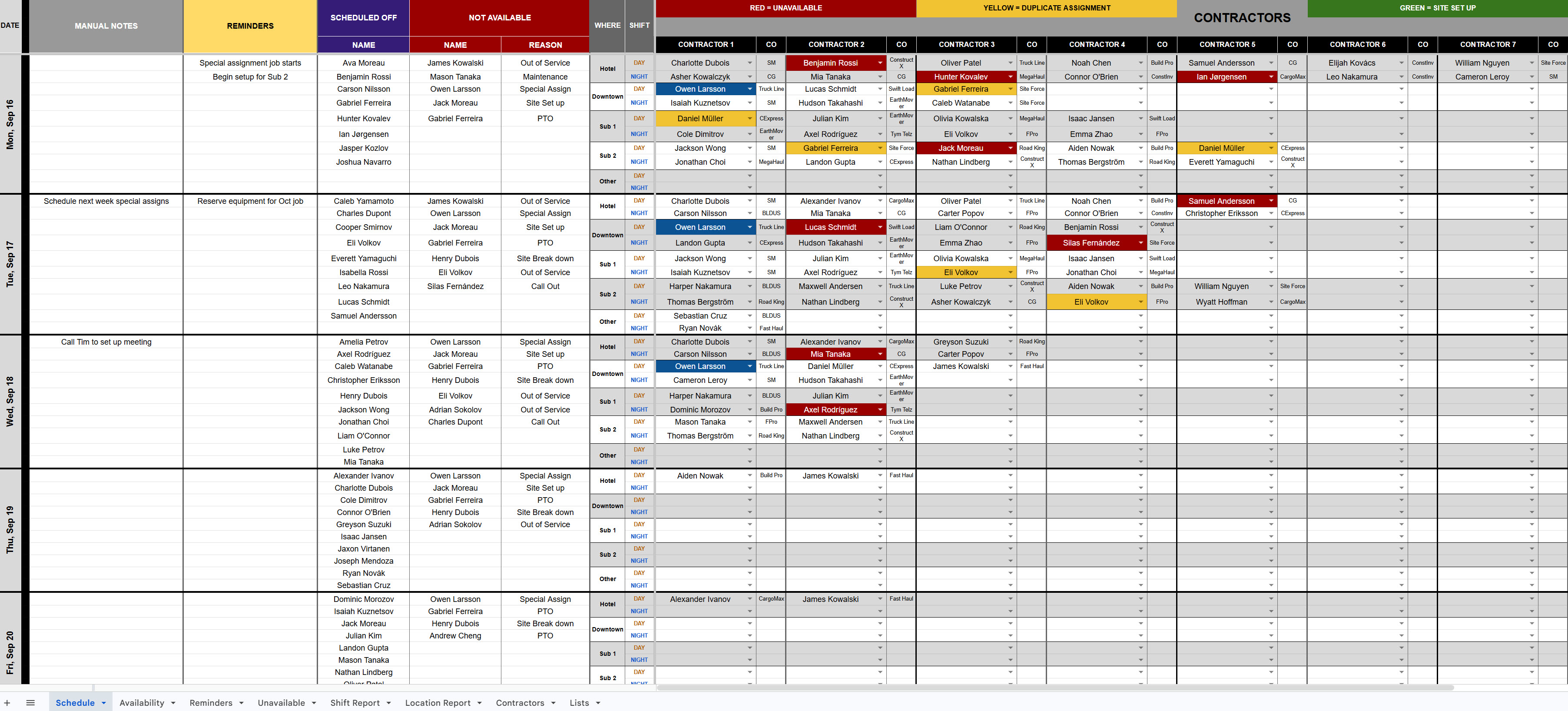 Full Schedule